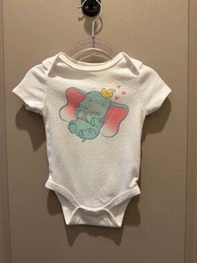 Disney White Baby One-Piece Bodysuit with Pastel Dumbo Graphic